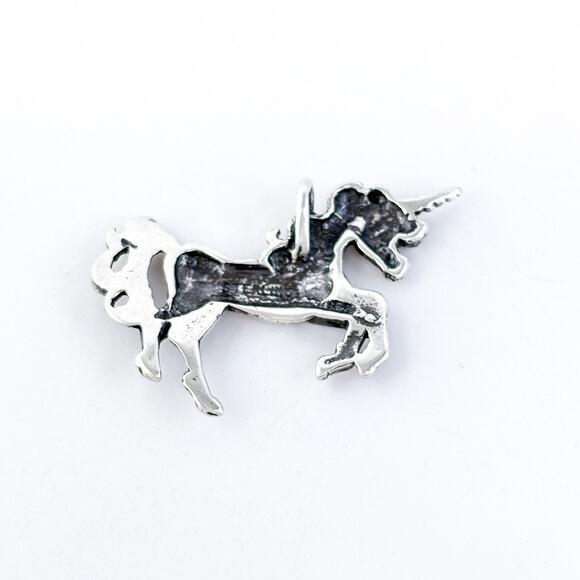 Vintage Sterling Silver 925 2.5cm Prancing Unicorn Fantasy Pendant - Picture 2 of 7